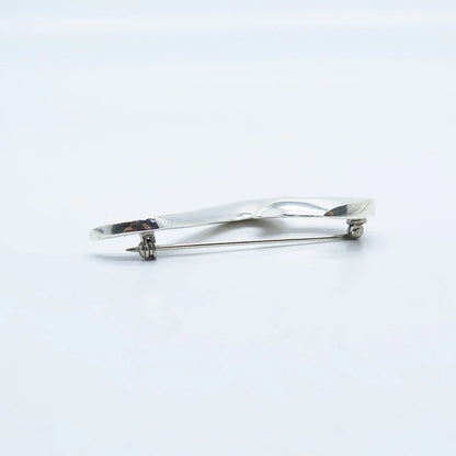 925 Sterling Silver Vintage Modernist Half Heart Pin Brooch