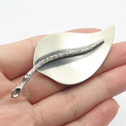 925 Sterling Silver Vintage BEAU Leaf Pin Brooch