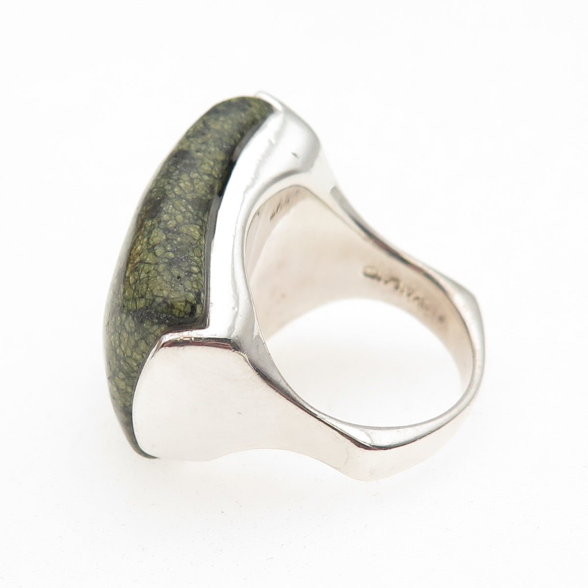 Chapal Zenray 925 Sterling Silver Vintage Real Snakeskin Jasper Ring Size 6.5