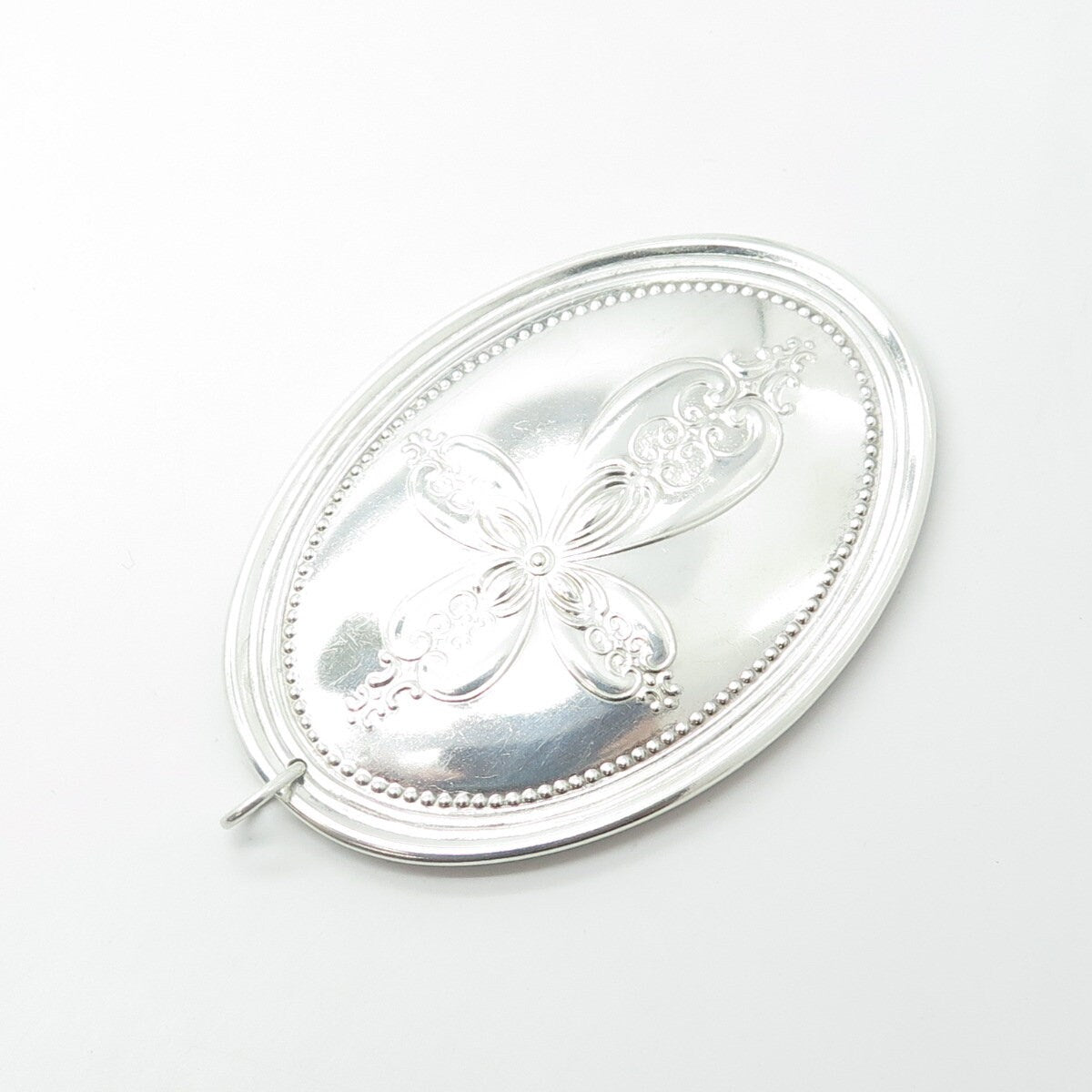 925 Sterling Silver Vintage Towle 1972 Cross / Leaf Birds Ornament
