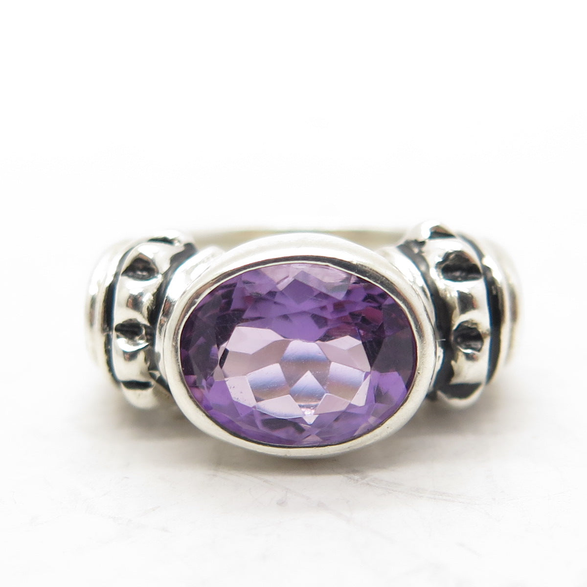 ESPO SIG Joseph Esposito Sterling Silver Vintage Real Amethyst Ring Size 6.25