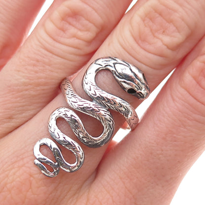 925 Sterling Silver Vintage Snake Oxidized Ring Size 8.5