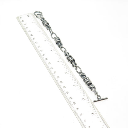 925 Sterling Silver Vintage Mexico Modernist Link Bracelet 7.5"
