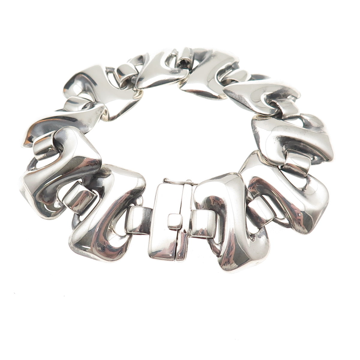 CNA Pranda 925 Sterling Silver Vintage Modernist Letter Z Link Bracelet 7.25"