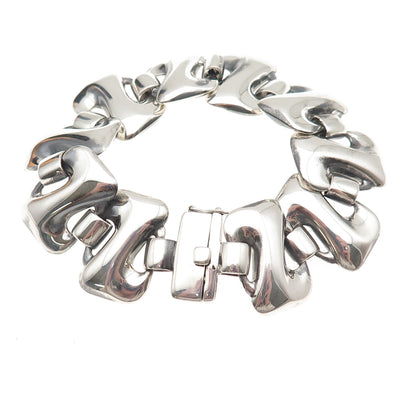 CNA Pranda 925 Sterling Silver Vintage Modernist Letter Z Link Bracelet 7.25"