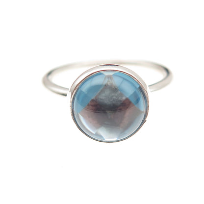 Pandora 925 Sterling Silver Aqua Blue Crystal Poetic Droplet Ring Size 6.75
