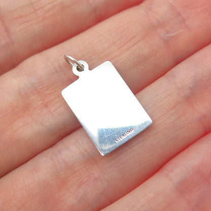 925 Sterling Red Enamel You're Too Pretty To Be Single Minimalist Charm Pendant