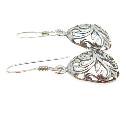 925 Sterling Silver Vintage Ornate Dangling Hook Earrings