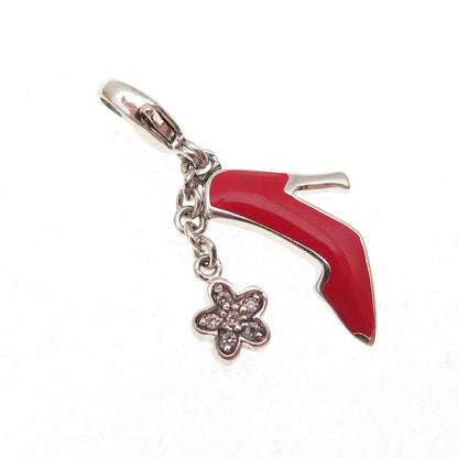 925 Sterling Silver Enamel & C Z High-Heeled Shoe Lobster Lock Charm Pendant