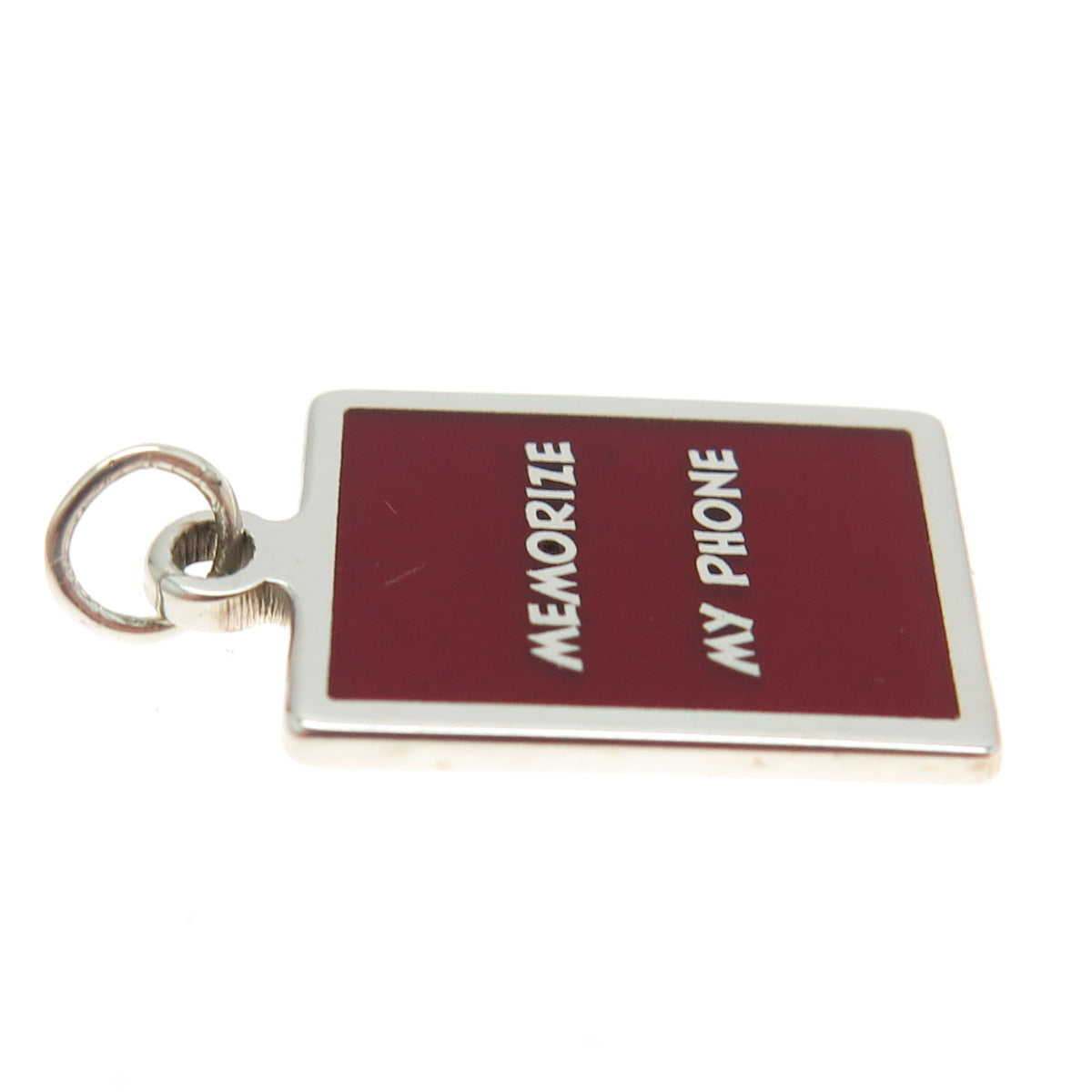 925 Sterling Silver Red Enamel "Memorize My Phone" Minimalist Charm Pendant