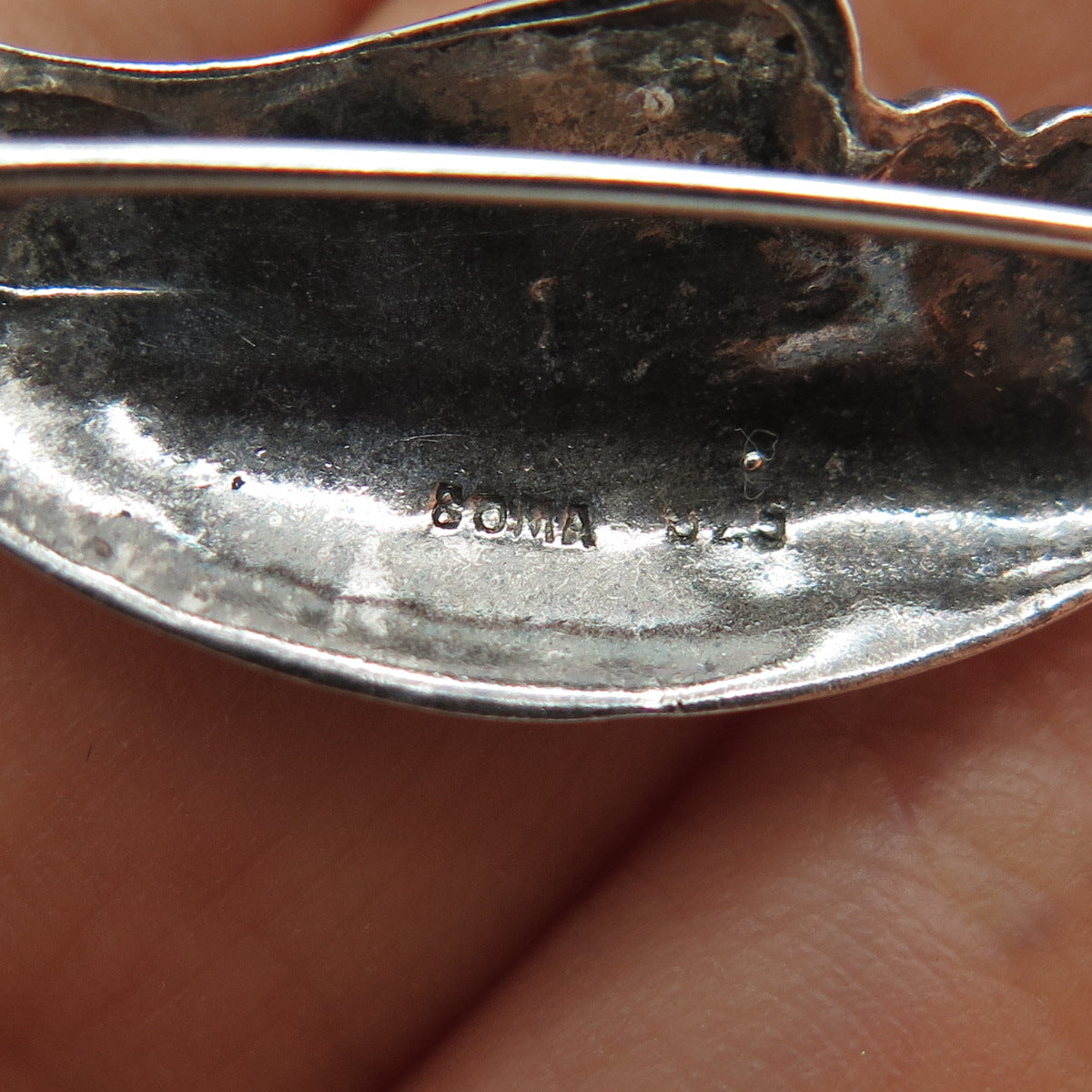 BOMA 925 Sterling Silver Vintage Crescent & Star Man in the Moon Pin Brooch