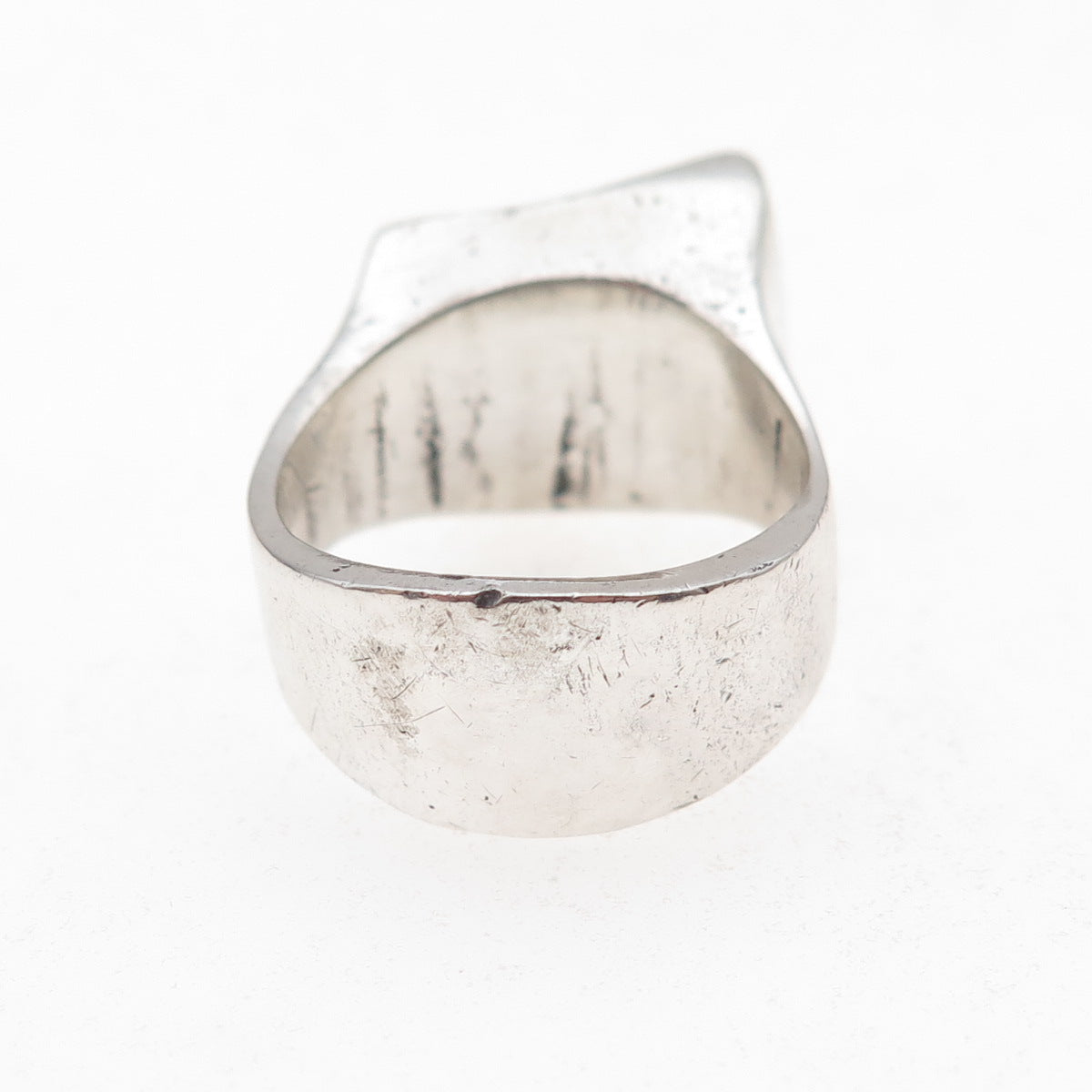 925 Sterling Silver Vintage Real Carnelian Modernist Oxidized Ring Size 7