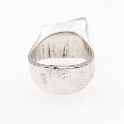 925 Sterling Silver Vintage Real Carnelian Modernist Oxidized Ring Size 7