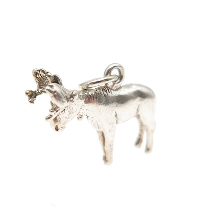 925 Sterling Silver Vintage Moose 3D Mini Charm Pendant