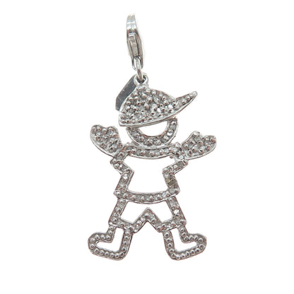 DASAN INC 925 Sterling Silver Real Round-Cut Diamond Boy Lobster Lock Pendant