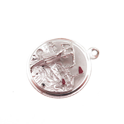 M&M Mark Mercy Sterling Silver Vintage Enamel Female Golf Player Charm Pendant