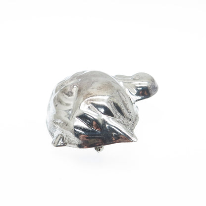 925 Sterling Silver Vintage Mexico Puffy Duck Pin Brooch / Pendant