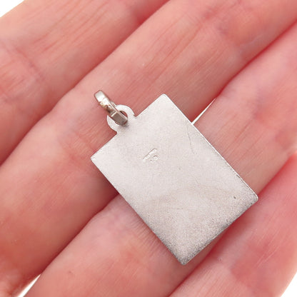 800 Silver Vintage Italy Engraved St. Mary Religious Charm Pendant