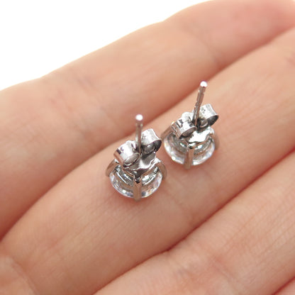 925 Sterling Silver Round-Cut C Z Stud Earrings