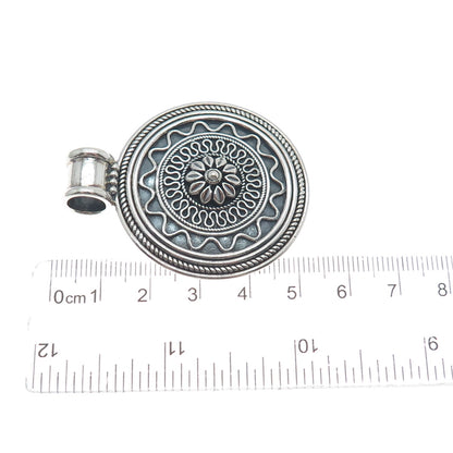 DOUG PAULUS 925 Sterling Silver Vintage Modernist Flower Oxidized Pendant