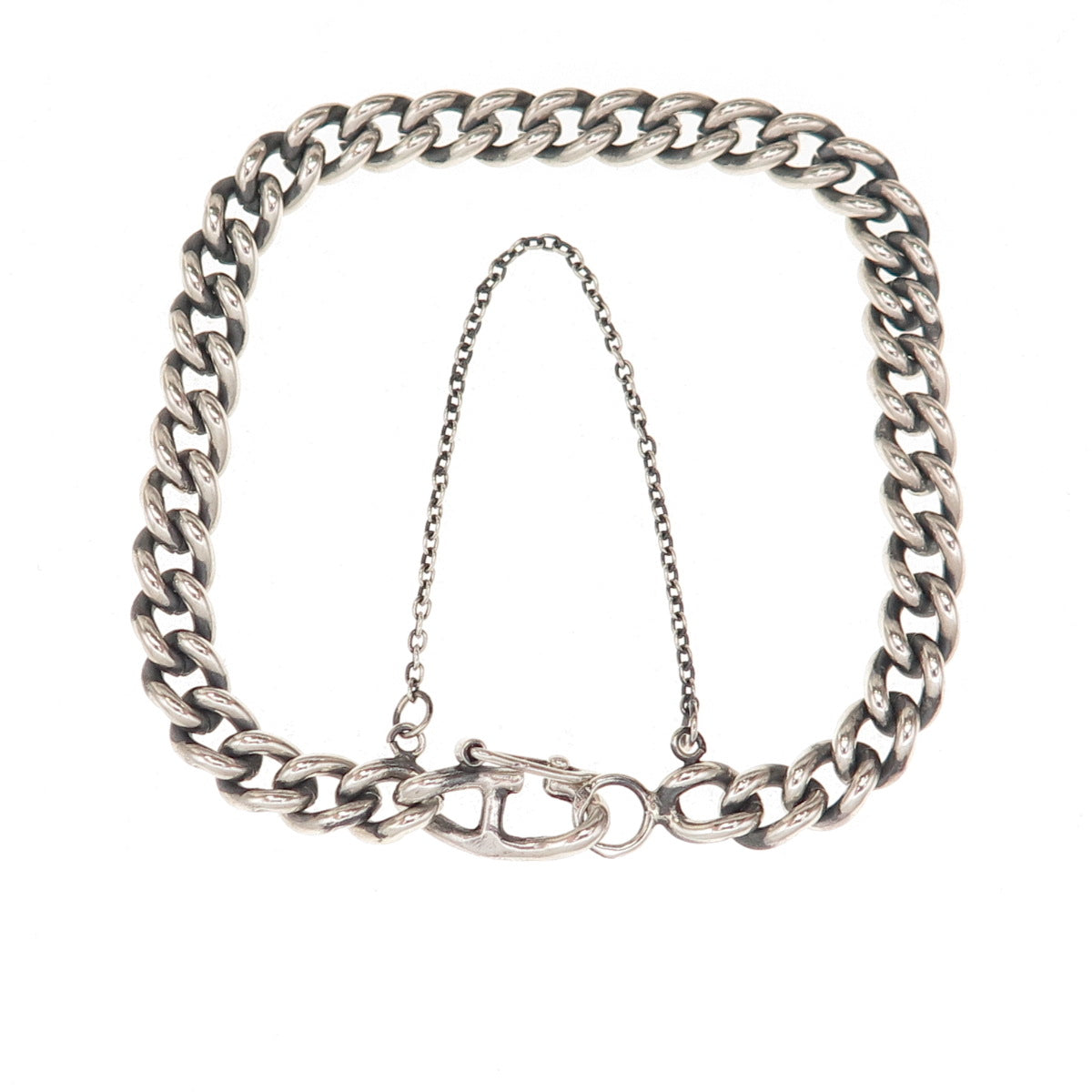 Warmet 916 Silver Vintage Poland Curb Link Oxidized Bracelet 7.5"