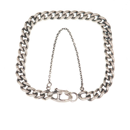 Warmet 916 Silver Vintage Poland Curb Link Oxidized Bracelet 7.5"