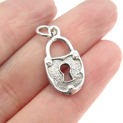 925 Sterling Silver Vintage Padlock Charm Pendant