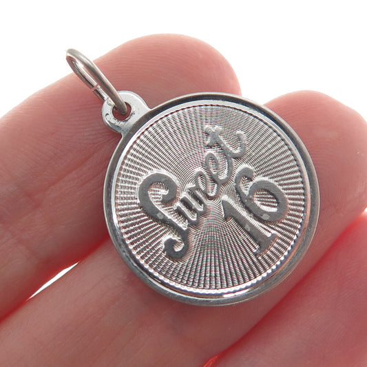 925 Sterling Silver Vintage Sweet 16 Charm Pendant