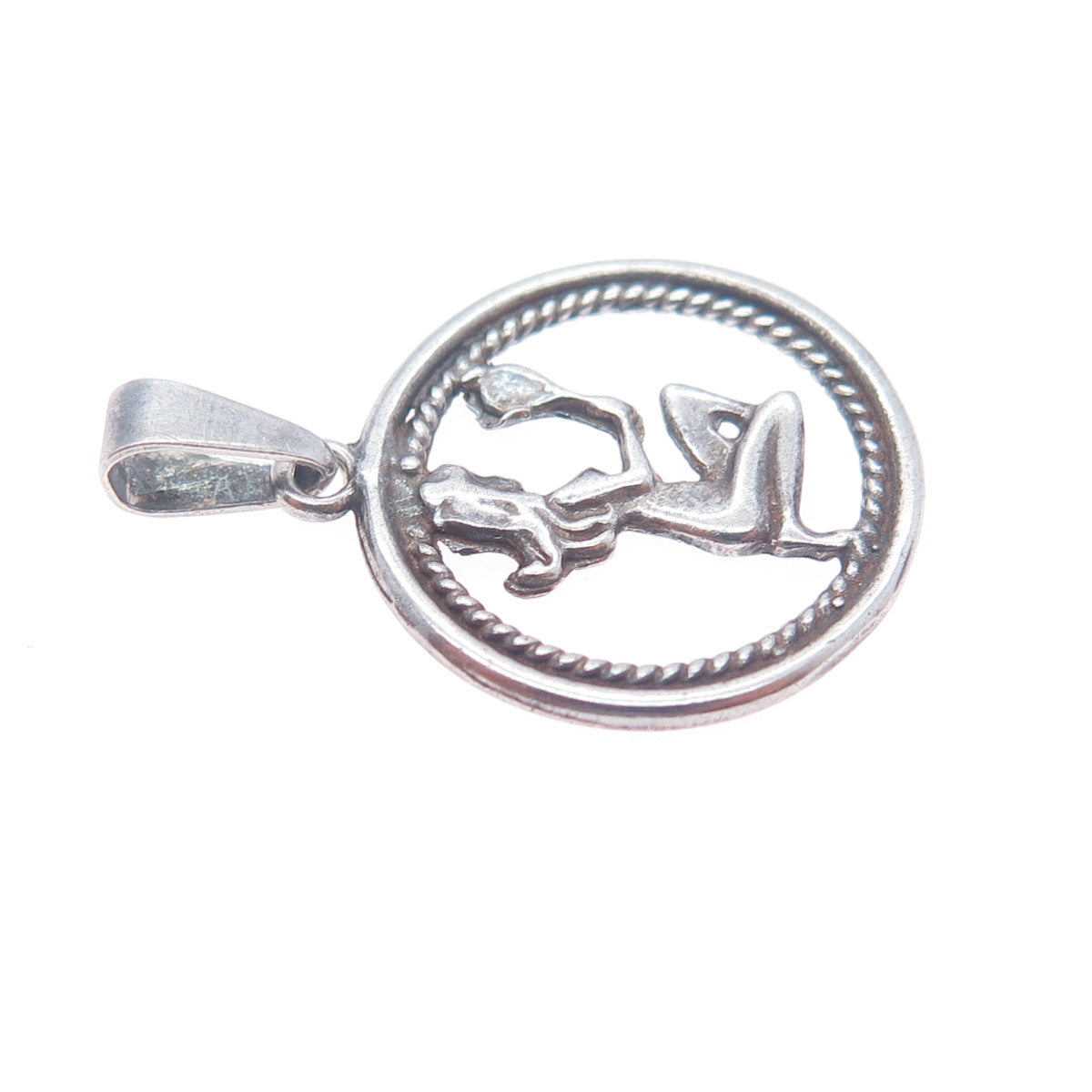 925 Sterling Silver Vintage Italy Virgo Zodiac Sign Mini Charm Pendant