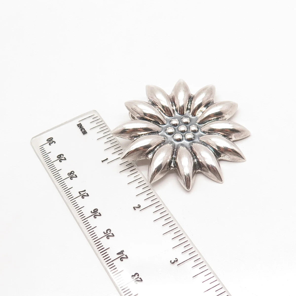 925 Sterling Silver Vintage Mexico MWS Floral Pin Brooch / Pendant