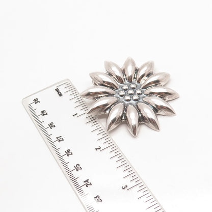 925 Sterling Silver Vintage Mexico MWS Floral Pin Brooch / Pendant