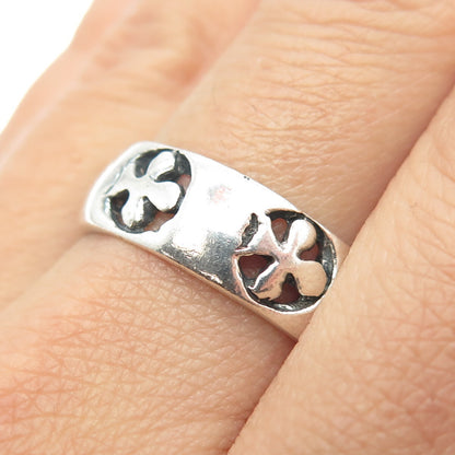 925 Sterling Silver Vintage Cross Band Ring Size 10.25