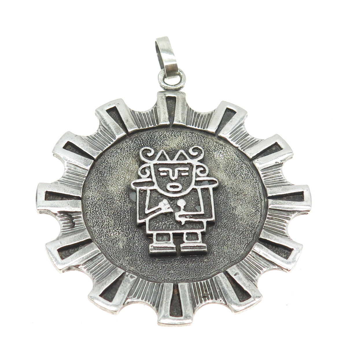 925 Sterling Silver Vintage Tribal Man Pendant