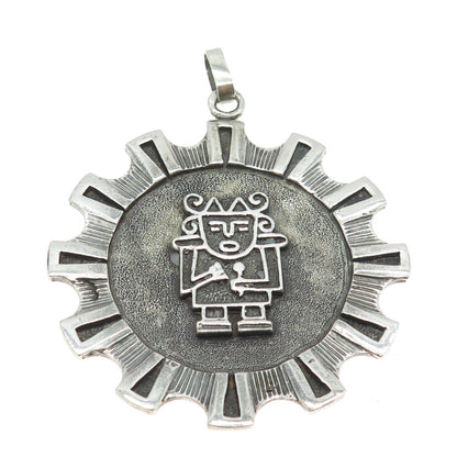 925 Sterling Silver Vintage Tribal Man Pendant