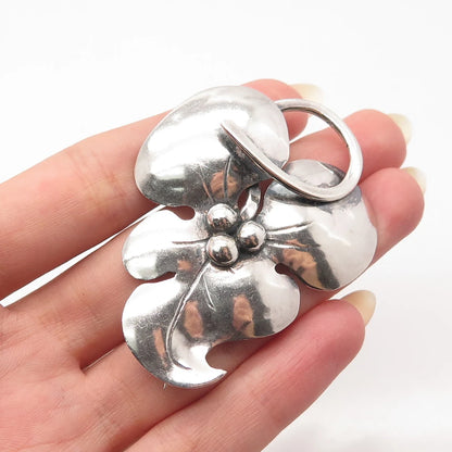 925 Sterling Silver Vintage Grape Leaf Pin Brooch