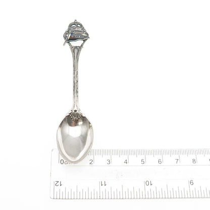 925 Sterling Silver Antique Art Deco Enamel GTBC Flag Coffee Spoon