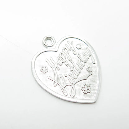 925 Sterling Silver Vintage Lamode "Happy Birthday" Heart Pendant