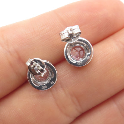 925 Sterling Silver Round-Cut C Z Stud Earrings