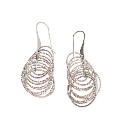 925 Sterling Silver Italy Interlocked Circle Dangle Earrings