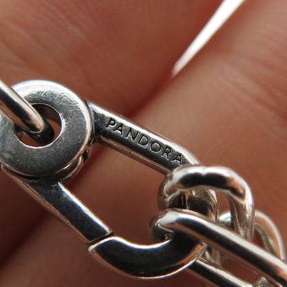 PANDORA 925 Sterling Silver White & Green C Z Clover Bracelet w/ Extension 6-7"