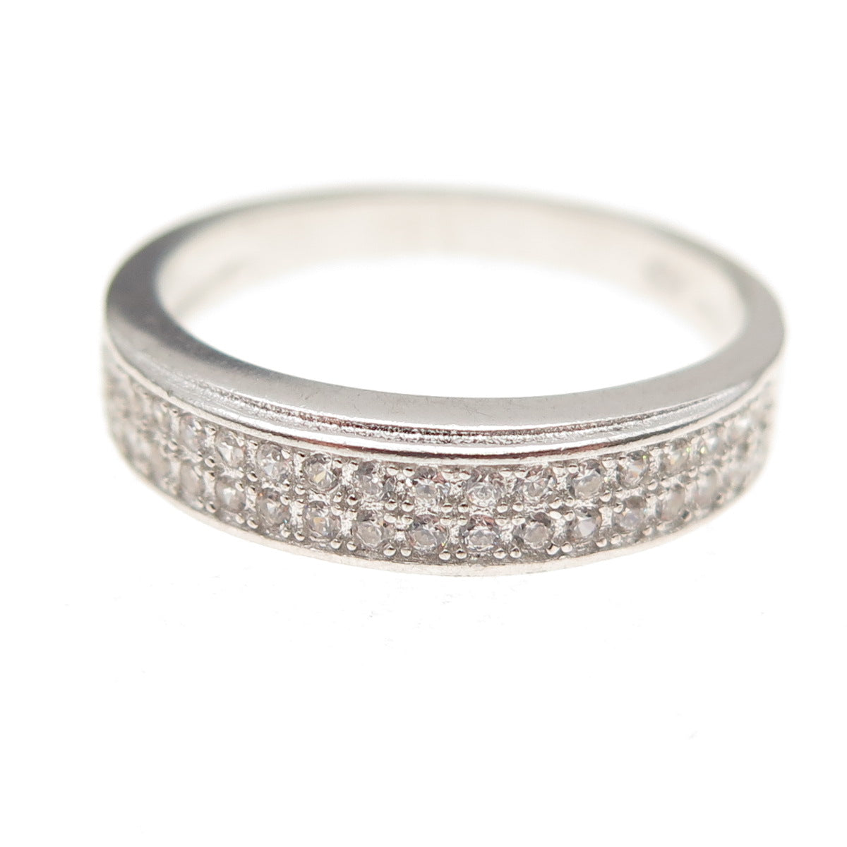 925 Sterling Silver Round-Cut C Z Sparkle Band Ring Size 7