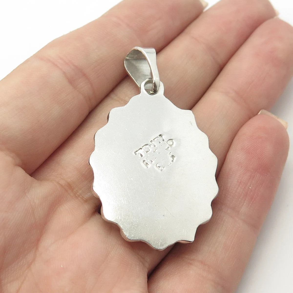 925 Sterling Silver 2-Tone Vintage Mexico Flower Pendant