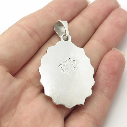 925 Sterling Silver 2-Tone Vintage Mexico Flower Pendant