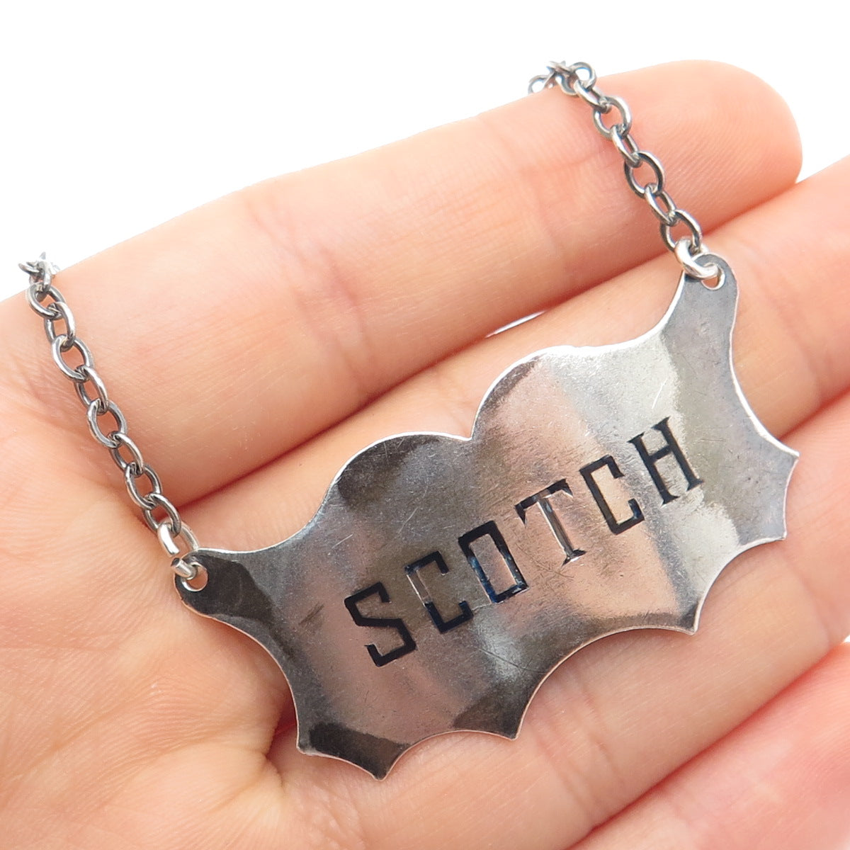 925 Sterling Silver Antique Victorian Scotch Bottle Tag