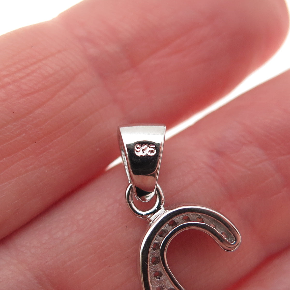 925 Sterling Silver Round-Cut C Z Letter X Initial Charm Pendant