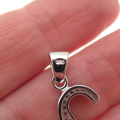925 Sterling Silver Round-Cut C Z Letter X Initial Charm Pendant
