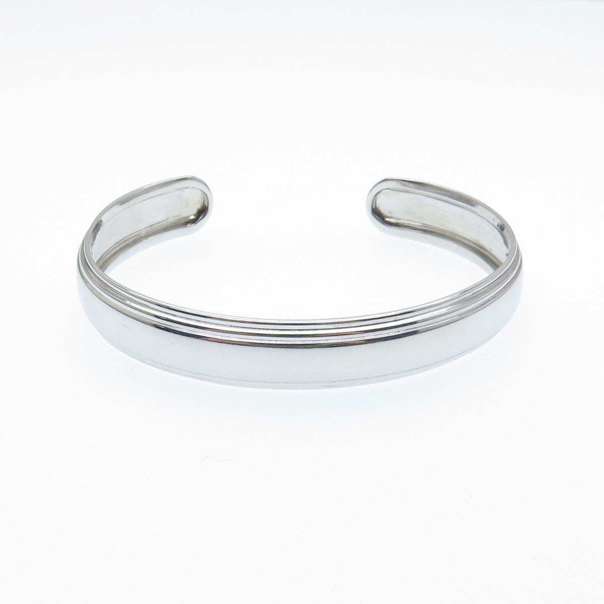 925 Sterling Silver Vintage Modernist Adjustable Cuff Bracelet 7"