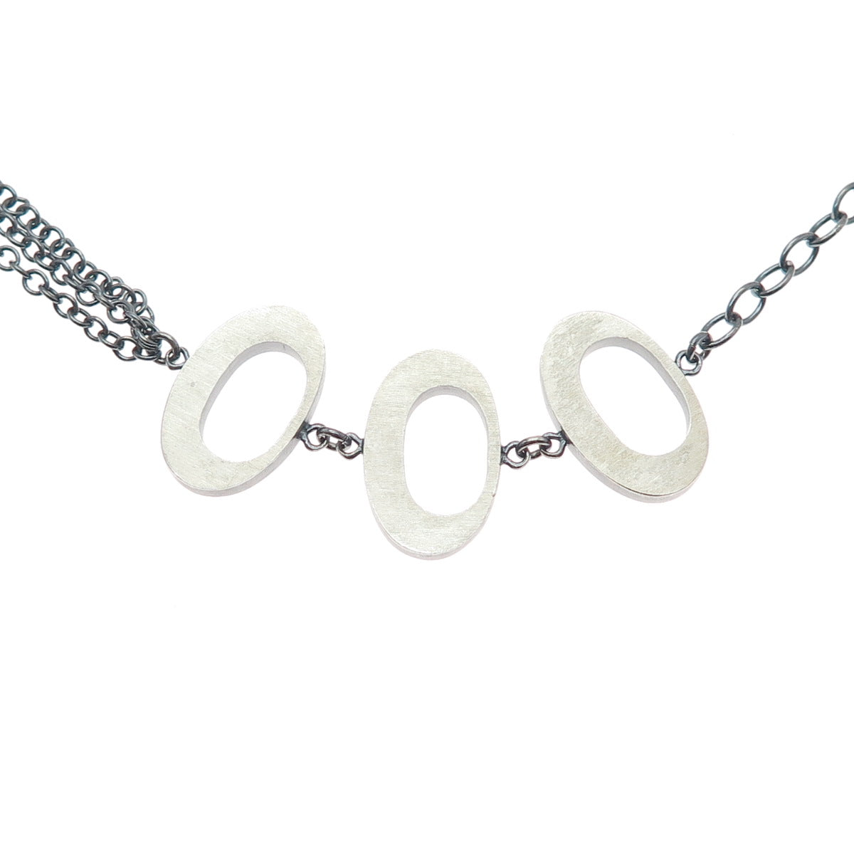 BREE 925 Sterling Silver Vintage Modernist Oxidized Cable Chain Necklace 26"