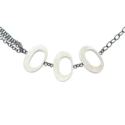 BREE 925 Sterling Silver Vintage Modernist Oxidized Cable Chain Necklace 26"