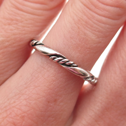925 Sterling Silver Vintage Twisted Oxidized Band Ring Size 7.25